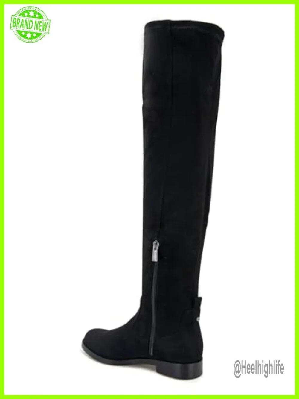 Over-the-Knee Stretch Fabric Boots with Block Heel